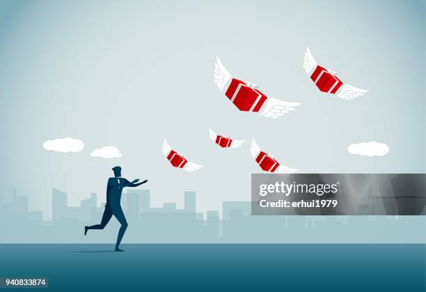 gift - breaking out of the box stock illustrations