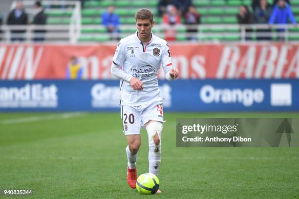 Maxime Le Marchand of Nice during the Ligue 1 match between Troyes and OGC Nice on April 1, 2018 in Troyes, France.