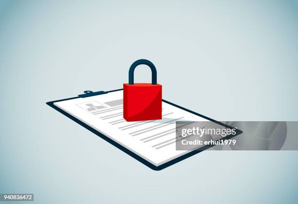 ilustrações de stock, clip art, desenhos animados e ícones de lock - filing documents