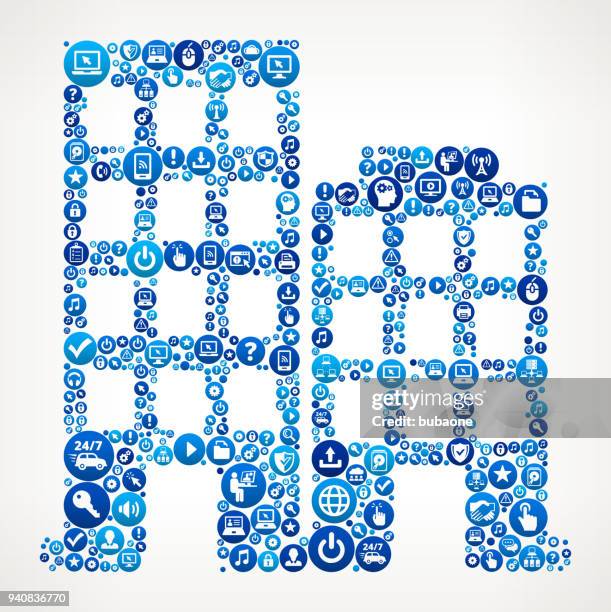 two building computer tech support - building cloud reflection stock illustrations