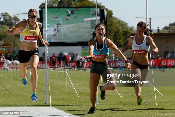 Elizabeth Forsyth wins the Women's Stawell Gift on April 2, 2018 in Stawell, Australia.