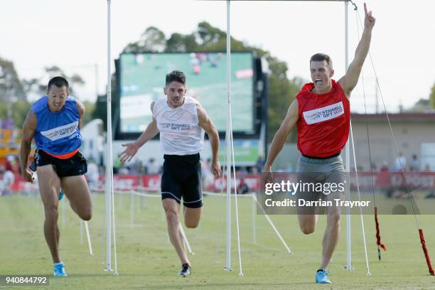 Jacob Despard of Tasmania wins the Stawell Gift on April 2, 2018 in Stawell, Australia.