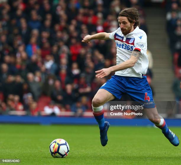 Stoke City's Joe Allen during English Premier League match between Arsenal against Stoke City at Emirates stadium, London England on 01 April 2018