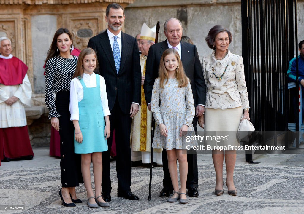Spanish Royals Attend Easter Mass in Palma de Mallorca