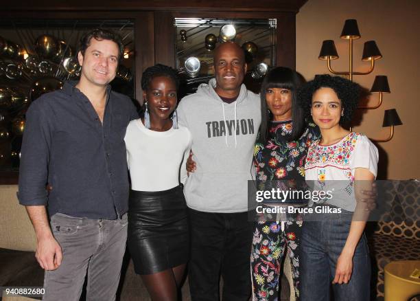 Joshua Jackson, Lupita Nyong'o, Kenny Leon, Angela Bassett and Lauren Ridloff pose backstage at the new revival of the play "Children of a Lesser...