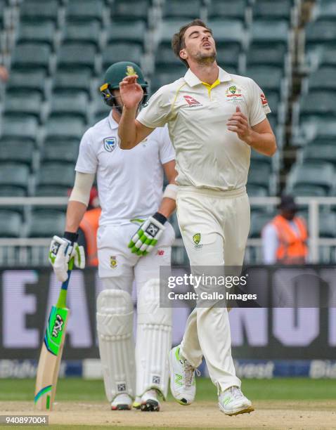 Patrick Cummins of Australia during day 4 of the 4th Sunfoil Test match between South Africa and Australia at Bidvest Wanderers Stadium on April 02,...