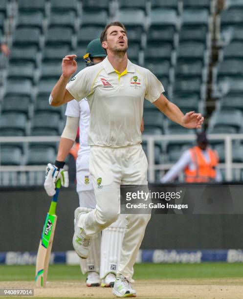Patrick Cummins of Australia during day 4 of the 4th Sunfoil Test match between South Africa and Australia at Bidvest Wanderers Stadium on April 02,...