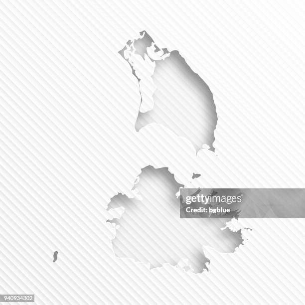 antigua and barbuda map with paper cut - abstract white background - antigua map stock illustrations