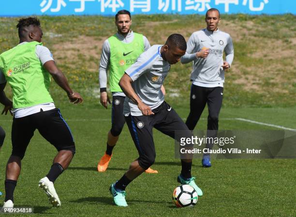 Dalbert Henrique Chagas Estevão of FC Internazionale in action during the FC Internazionale training session at the Angelo Moratti Sports Centre on...