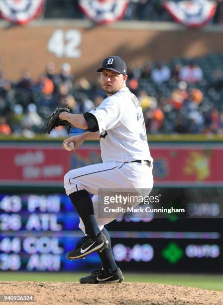 Alex Wilson of the Detroit Tigers pitches during the Opening Day game against the Pittsburgh Pirates at Comerica Park on March 30, 2018 in Detroit,...