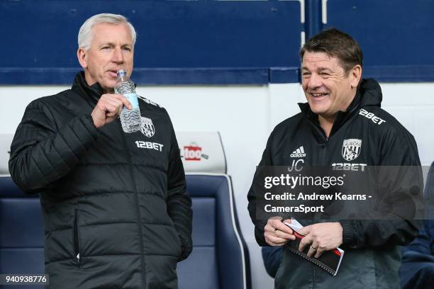 West Bromwich Albion's manager Alan Pardew with first team coach John Carver during the Premier League match between West Bromwich Albion and Burnley...