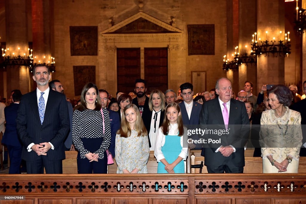 Spanish Royals Attend Easter Mass in Palma de Mallorca