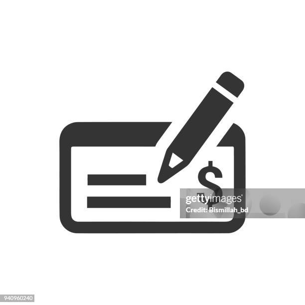 write a check icon - bank account stock illustrations