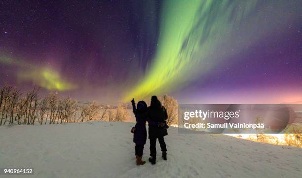 aurora borealis or northern lights, sweden - sweden lapland stock pictures, royalty-free photos & images