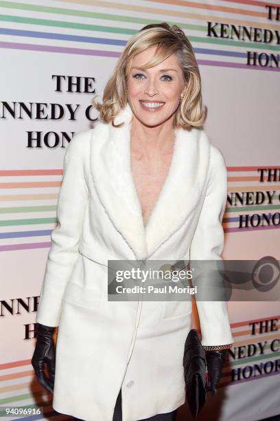 Actress Sharon Stone arrives to the 32nd Kennedy Center Honors at Kennedy Center Hall of States on December 6, 2009 in Washington, DC.