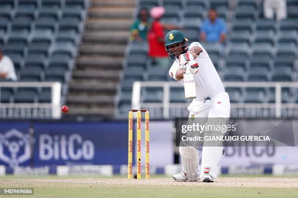 South African batsman Vernon Philander plays a shot on the fourth day of the fourth cricket Test match between South Africa and Australia at...