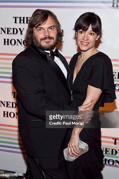Actor Jack Black and wife Tanya Haden arrive at the 32nd Kennedy Center Honors at Kennedy Center Hall of States on December 6, 2009 in Washington, DC.