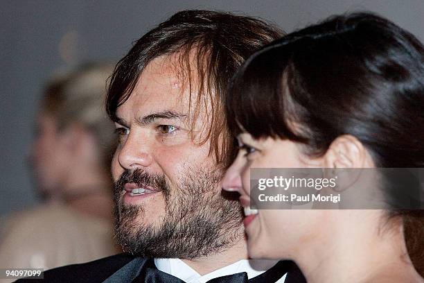 Actor Jack Black and wife Tanya Haden arrive at the 32nd Kennedy Center Honors at Kennedy Center Hall of States on December 6, 2009 in Washington, DC.