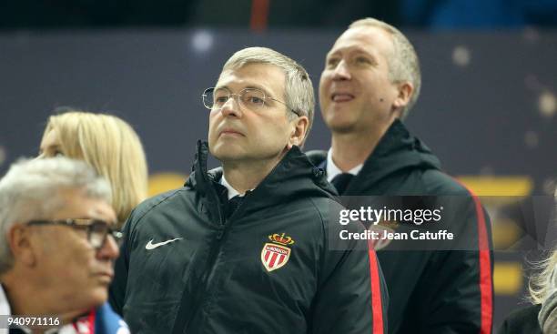 President of AS Monaco Dmitry Rybolovlev, Vice-President of AS Monaco Vadim Vasilyev during the French League Cup final between Paris Saint-Germain...