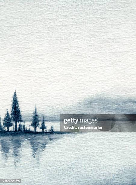 illustrazioni stock, clip art, cartoni animati e icone di tendenza di paesaggio acquerello - dipinto a pastello