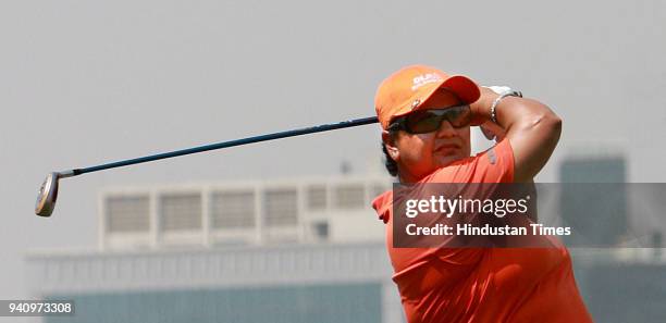 Indian woman golfer Irina Brar in action during Women's Indian Golf at DLF Country Golf club in Gurgaon.