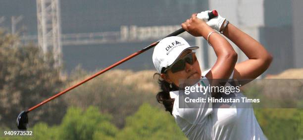 Indian woman golfer Irina Brar in action during Women's Indian Golf at DLF Country Golf club in Gurgaon.