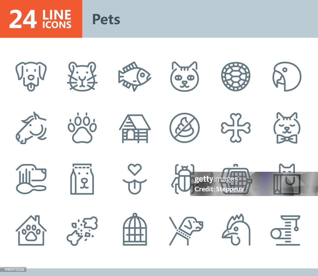 Pets - line vector icons