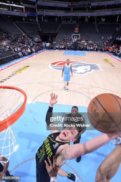 Mike Muscala of the Atlanta Hawks rebounds against the Sacramento Kings on March 22, 2018 at Golden 1 Center in Sacramento, California. NOTE TO USER:...