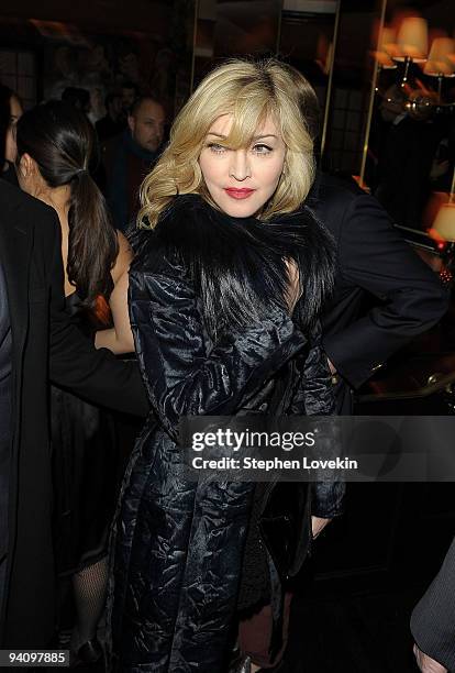 Singer/actress Madonna attends the after party for "A Single Man" hosted by The Cinema Society and Bing at Monkey Bar on December 6, 2009 in New York...