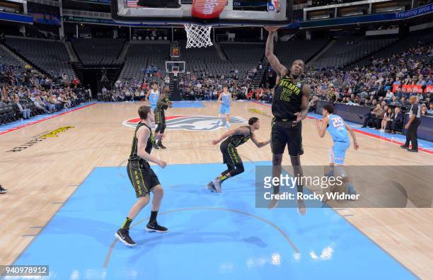 Taurean Prince of the Atlanta Hawks rebounds against the Sacramento Kings on March 22, 2018 at Golden 1 Center in Sacramento, California. NOTE TO...