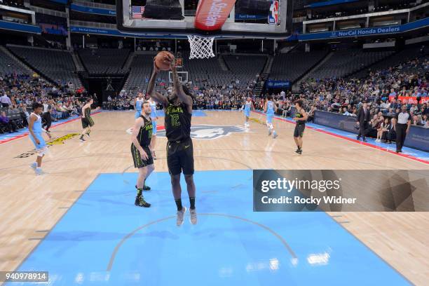 Taurean Prince of the Atlanta Hawks rebounds against the Sacramento Kings on March 22, 2018 at Golden 1 Center in Sacramento, California. NOTE TO...