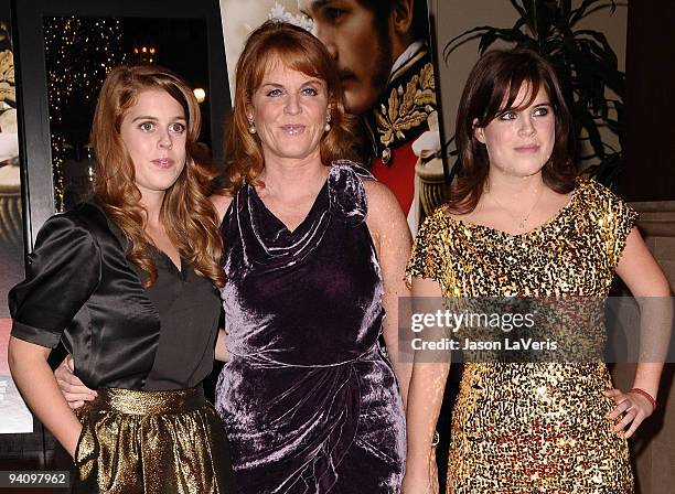 Princess Beatrice of York, Dutchess of York Sarah Ferguson and princess Eugenie of York attend the premiere of "The Young Victoria" at Pacific...