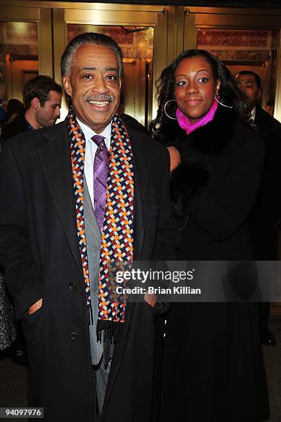 Reverend Al Sharpton and daughter Dominique Sharpton attend the Broadway opening night of "Race" at The Ethel Barrymore Theatre on December 6, 2009...