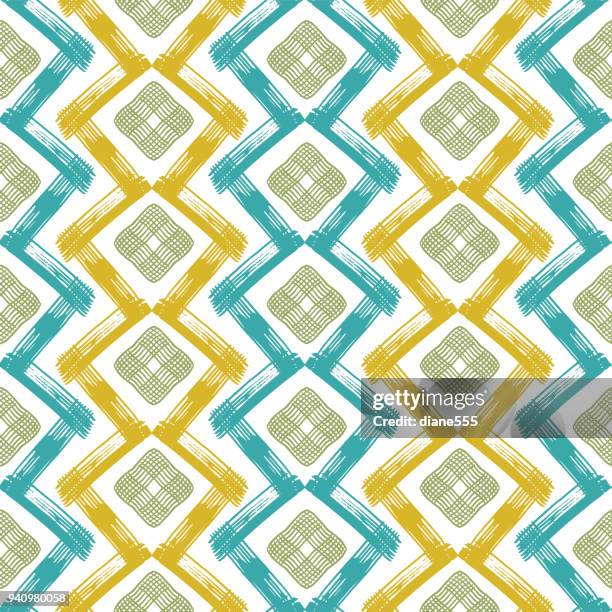 hand drawn geometric background pattern - hand block print stock illustrations