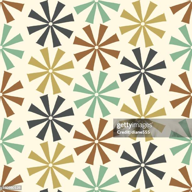handmade block print geometric seamless pattern - paper windmill stock illustrations