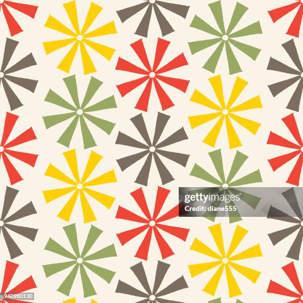 handmade block print geometric seamless pattern - paper windmill stock illustrations