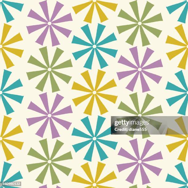 handmade block print geometric seamless pattern - paper windmill stock illustrations
