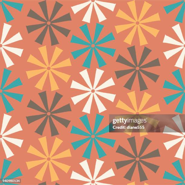 handmade block print geometric seamless pattern - paper windmill stock illustrations