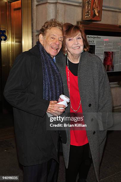 Actors Jerry Stiller and Anne Meara attend the Broadway opening night of "Race" at The Ethel Barrymore Theatre on December 6, 2009 in New York City.