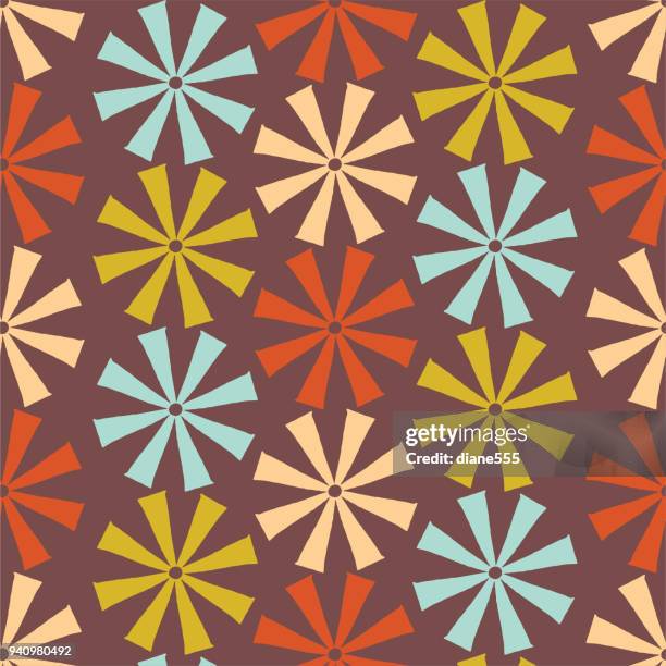 handmade block print geometric seamless pattern - paper windmill stock illustrations