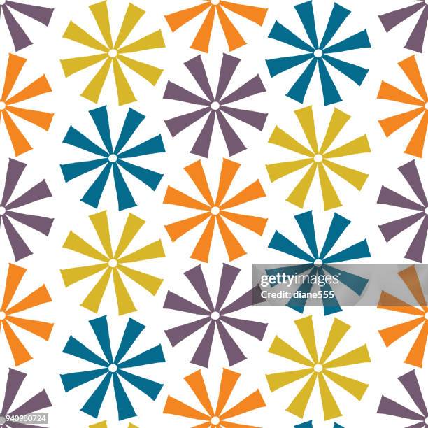 handmade block print geometric seamless pattern - paper windmill stock illustrations