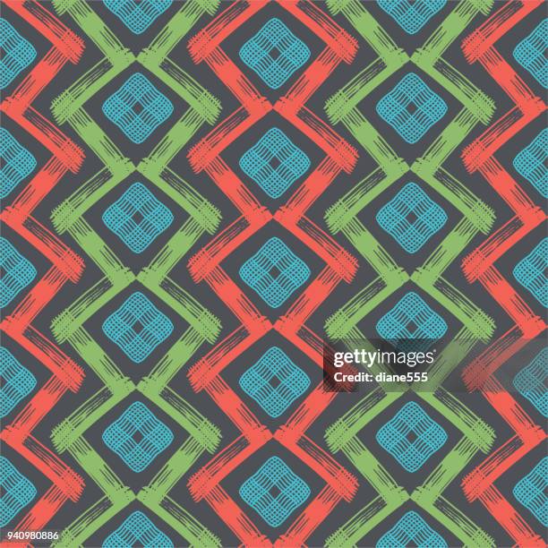 hand drawn geometric background pattern - hand block print stock illustrations