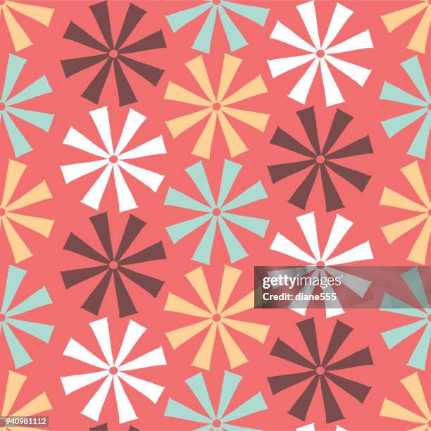handmade block print geometric seamless pattern - paper windmill stock illustrations