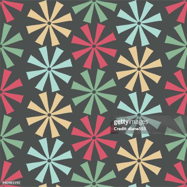 handmade block print geometric seamless pattern - paper windmill stock illustrations