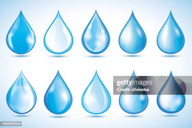 set of different water drops isolated - drop down stock illustrations