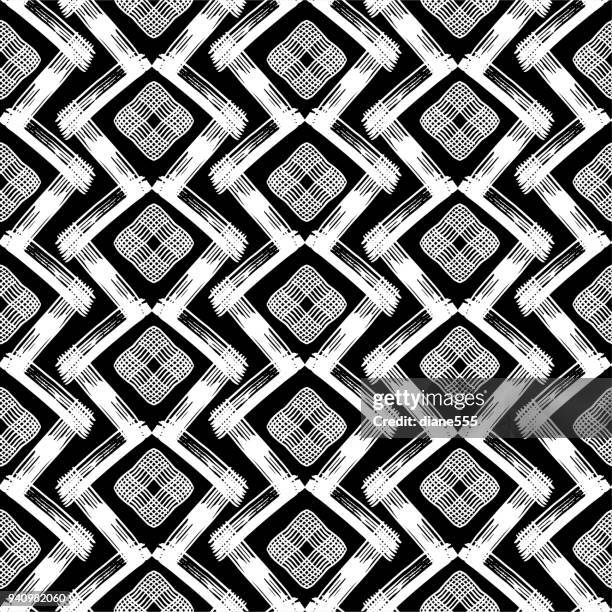 hand drawn geometric background pattern - hand block print stock illustrations