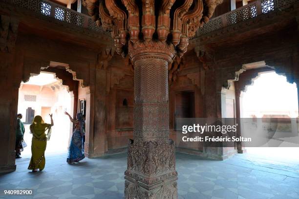 Diwan-i-Khas, Private Audience Hall or Jewel House in Fatehpur Sikri, founded in 1569 by the Mughal Emperor Akbar, served as the capital of the...