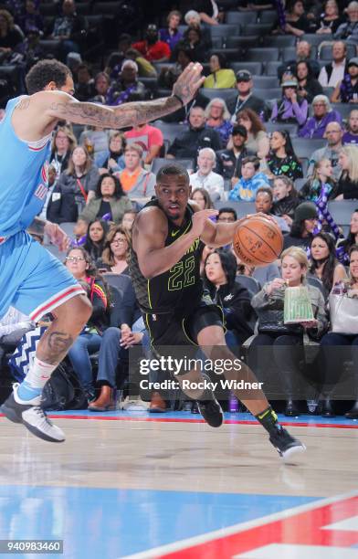 Isaiah Taylor of the Atlanta Hawks drives against the Sacramento Kings on March 22, 2018 at Golden 1 Center in Sacramento, California. NOTE TO USER:...