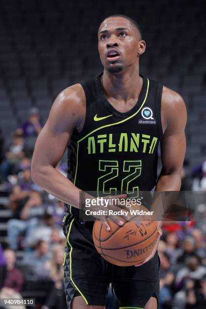 Isaiah Taylor of the Atlanta Hawks attempts a free-throw shot against the Sacramento Kings on March 22, 2018 at Golden 1 Center in Sacramento,...