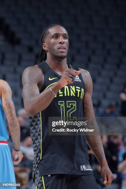 Taurean Prince of the Atlanta Hawks looks on during the game against the Sacramento Kings on March 22, 2018 at Golden 1 Center in Sacramento,...